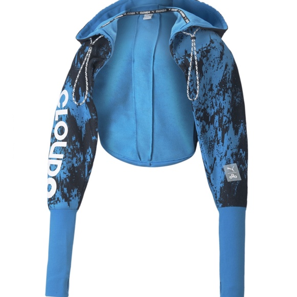 Puma NEW Jacket Cloud9 Silencer Open Front Crop Fit Blue Medium Athletic Fitness - Picture 1 of 15